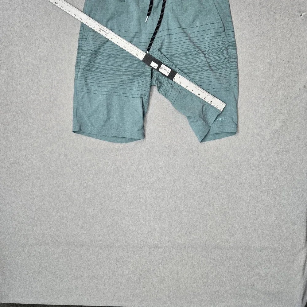 O'Neill Men Shorts 34 Teal Swimwear Striped Board Shorts Button Logo